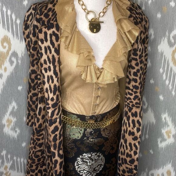 Ralph Lauren Collection * Y2K Brass Cuban Chain Link Double Wrap ID Plaque Belt - Picture 11 of 15